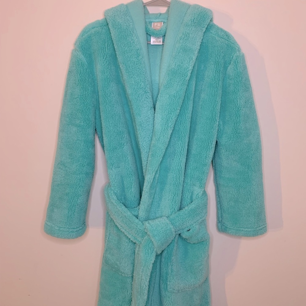 Pottery Barn teen teal green robe. One size